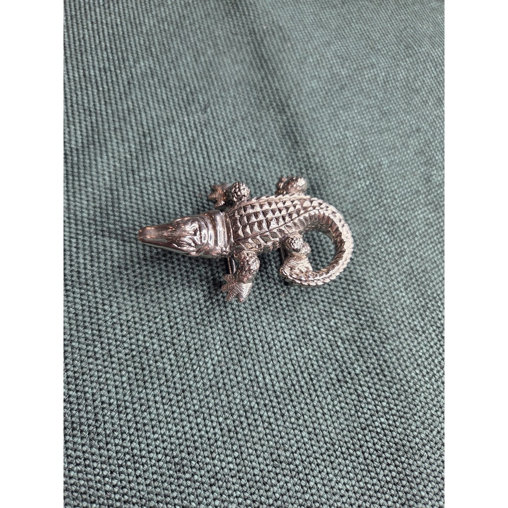 Terry Stack Artisan Alligator Belt Buckle Silver Women's 1.5in New
